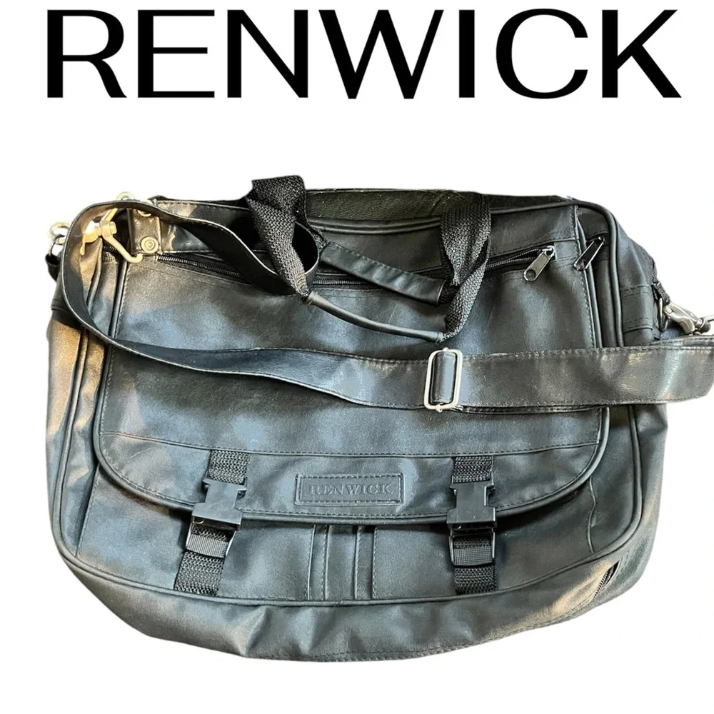 Renwick-Men's - Black- Soft Leather Briefcase-Multiple Compartments